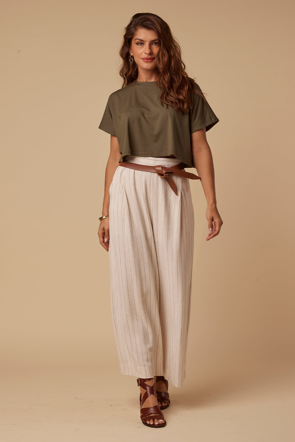 Calça Cairo Listrado Cru