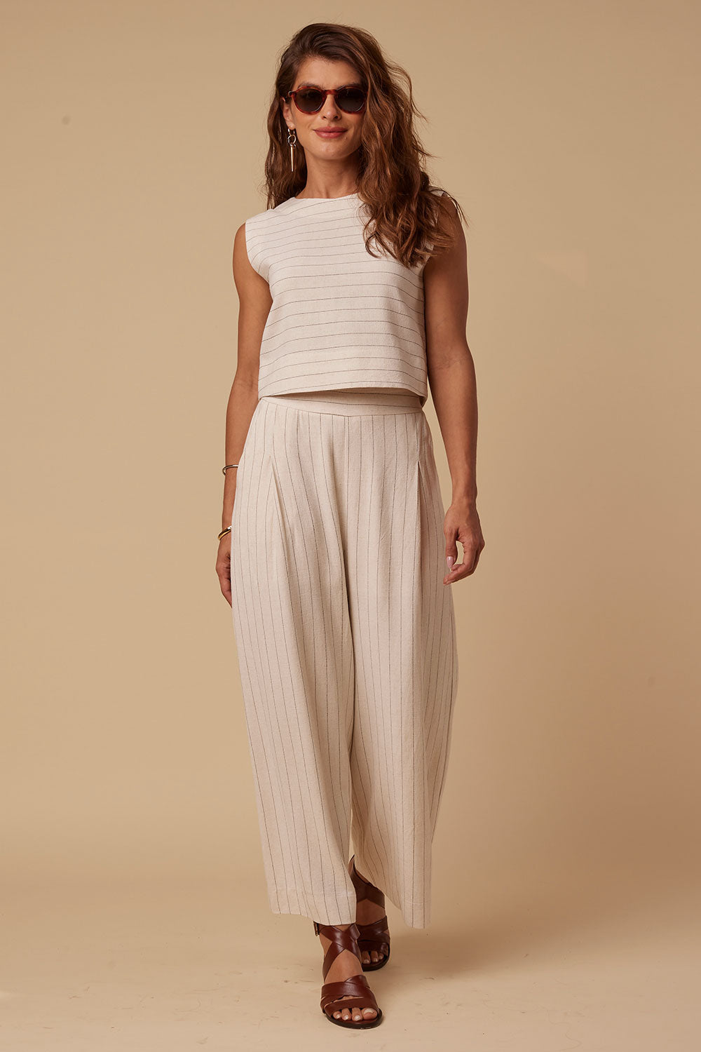 Duo Calça + Blusa Cairo Listrado Cru