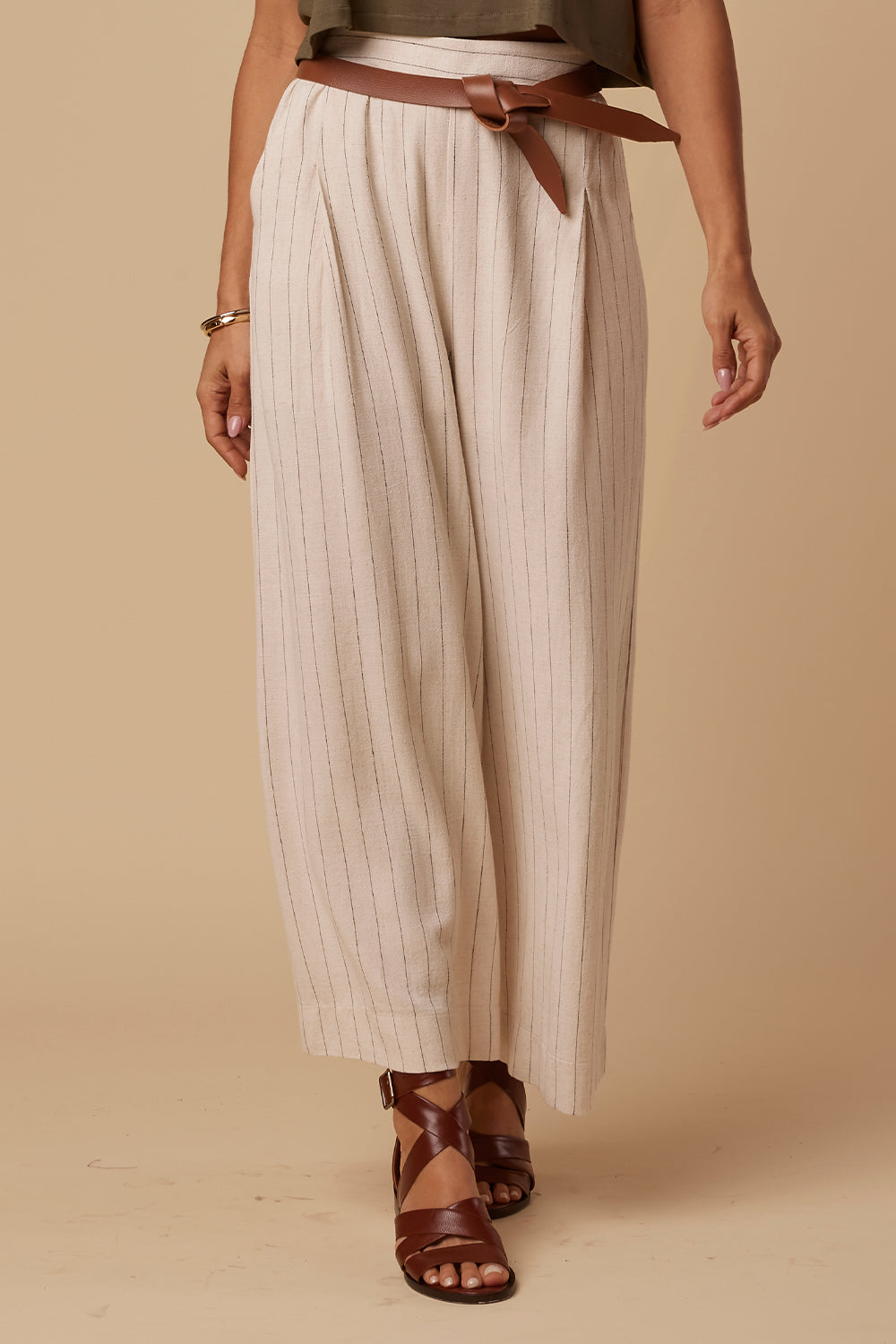 Calça Cairo Listrado Cru